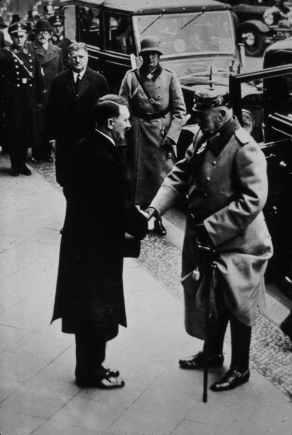 German dictator Adolph Hitler greets President Hindenburg, Germany 1933