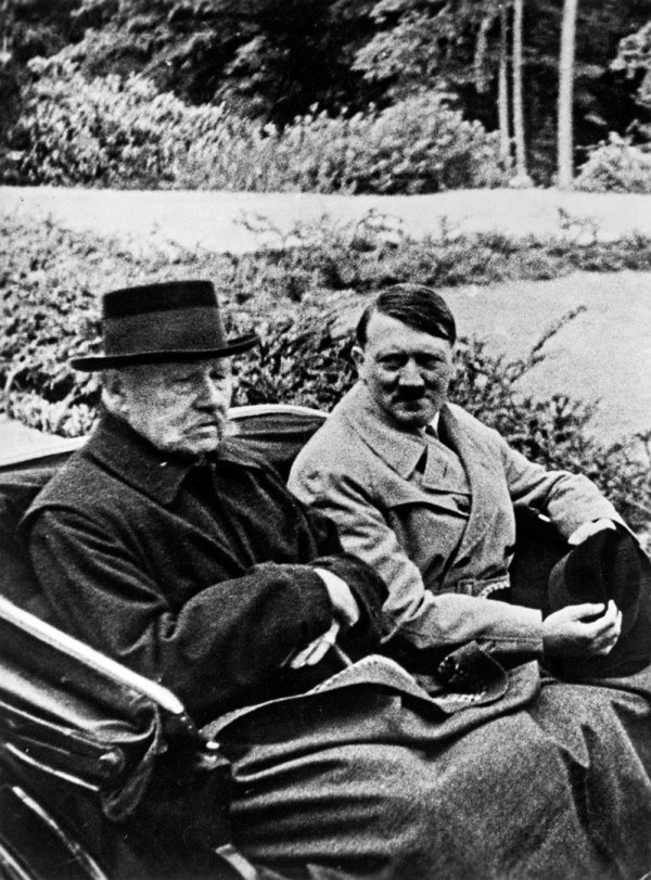 Adolf Hitler visiting Paul von Hindenburg at his residence Neudeck, 1933, Germany, today Poland